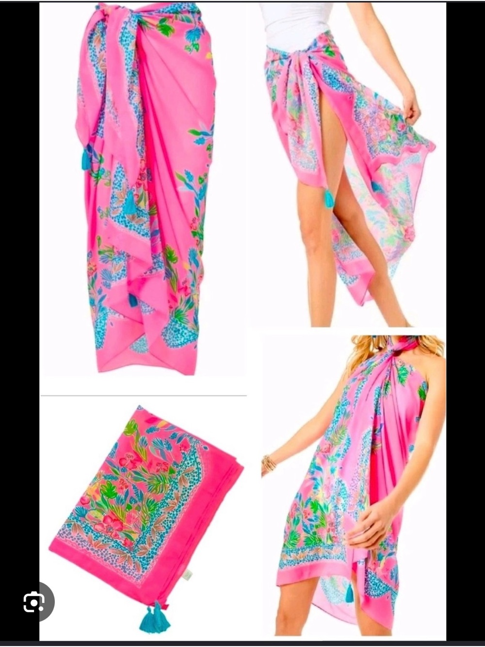 Lilly Pulitzer Pink Floral Sarong Pareo Wrap